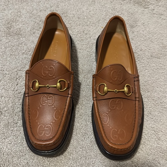 Gucci Brown Leather Loafers with Horsebit Detail - Picture 1 of 12